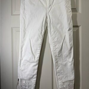 White House Black Market White Embroidered Jeans